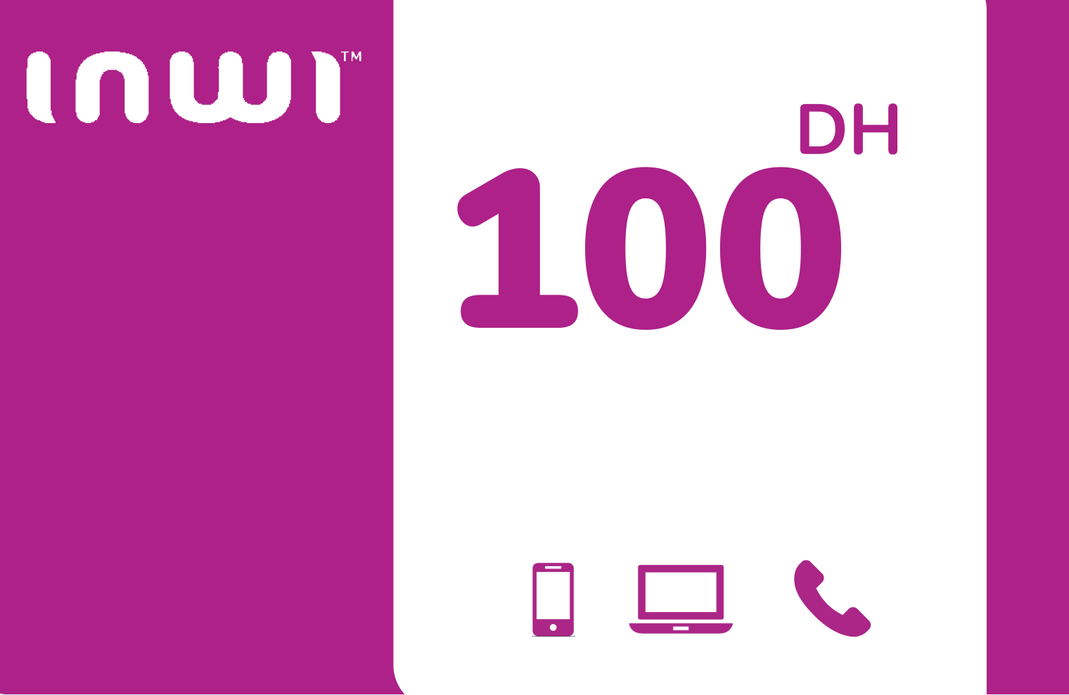 Recharge 100 Dh INWI - Gratuit